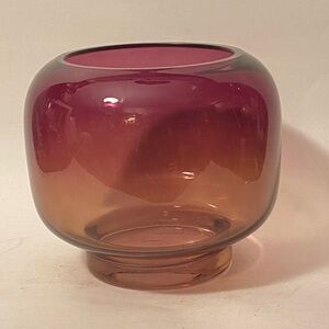 AZ CB2 Coco Fret Plum Two-Toned Glass Hurricane PillareCandle Holder Large